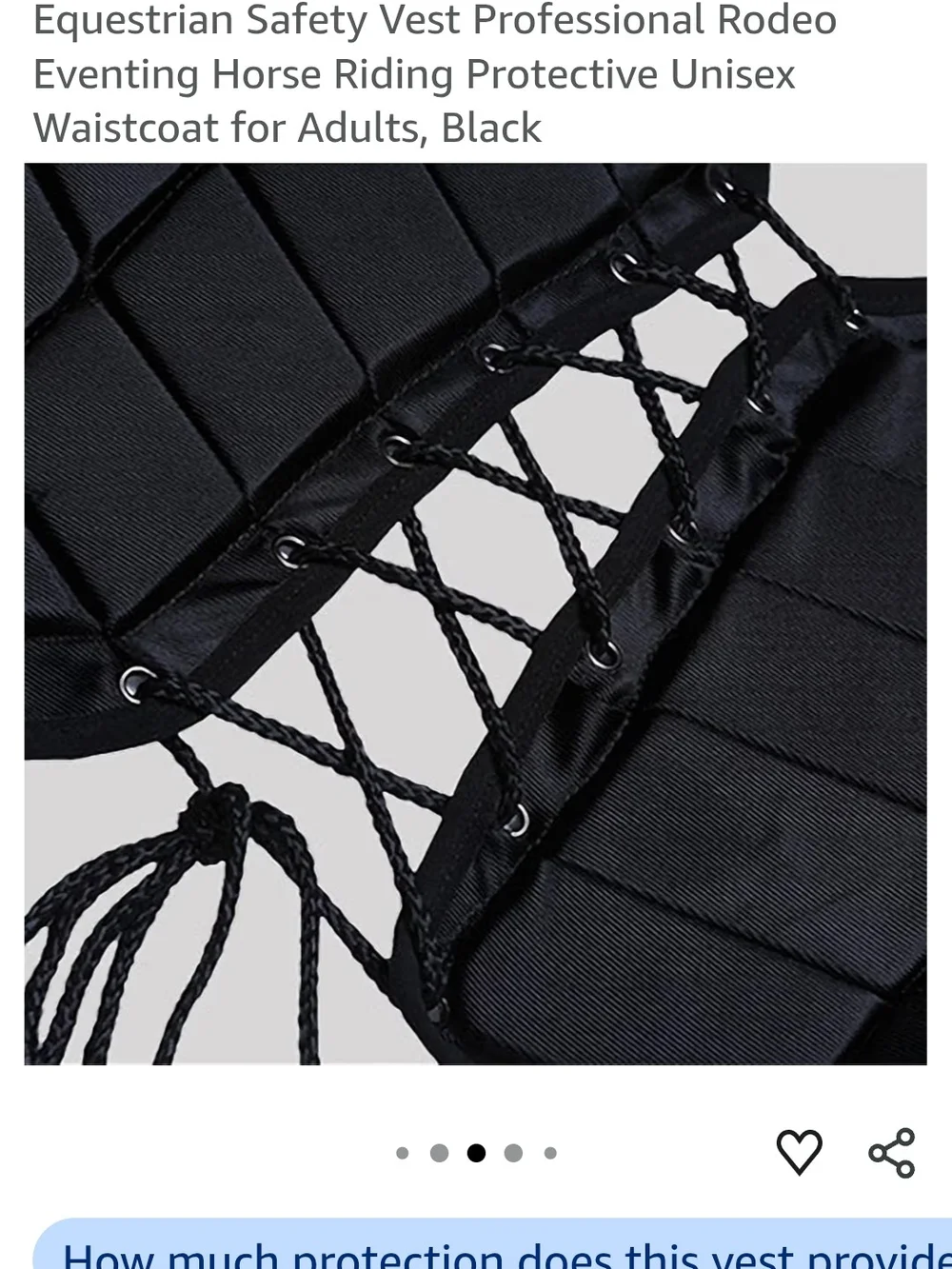 Men's Black Equestrian Safety Riding Vest - Protective Eventing Waistcoat (SMAL)